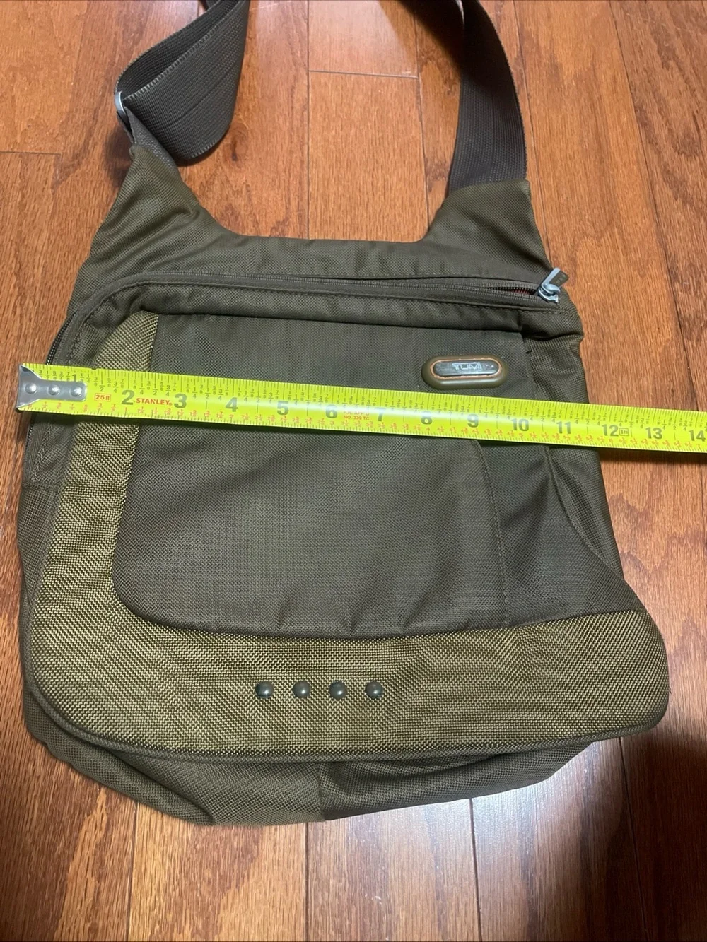 Tumi T Tech Shoulder Messenger Bag 5123B Olive Green / Brown